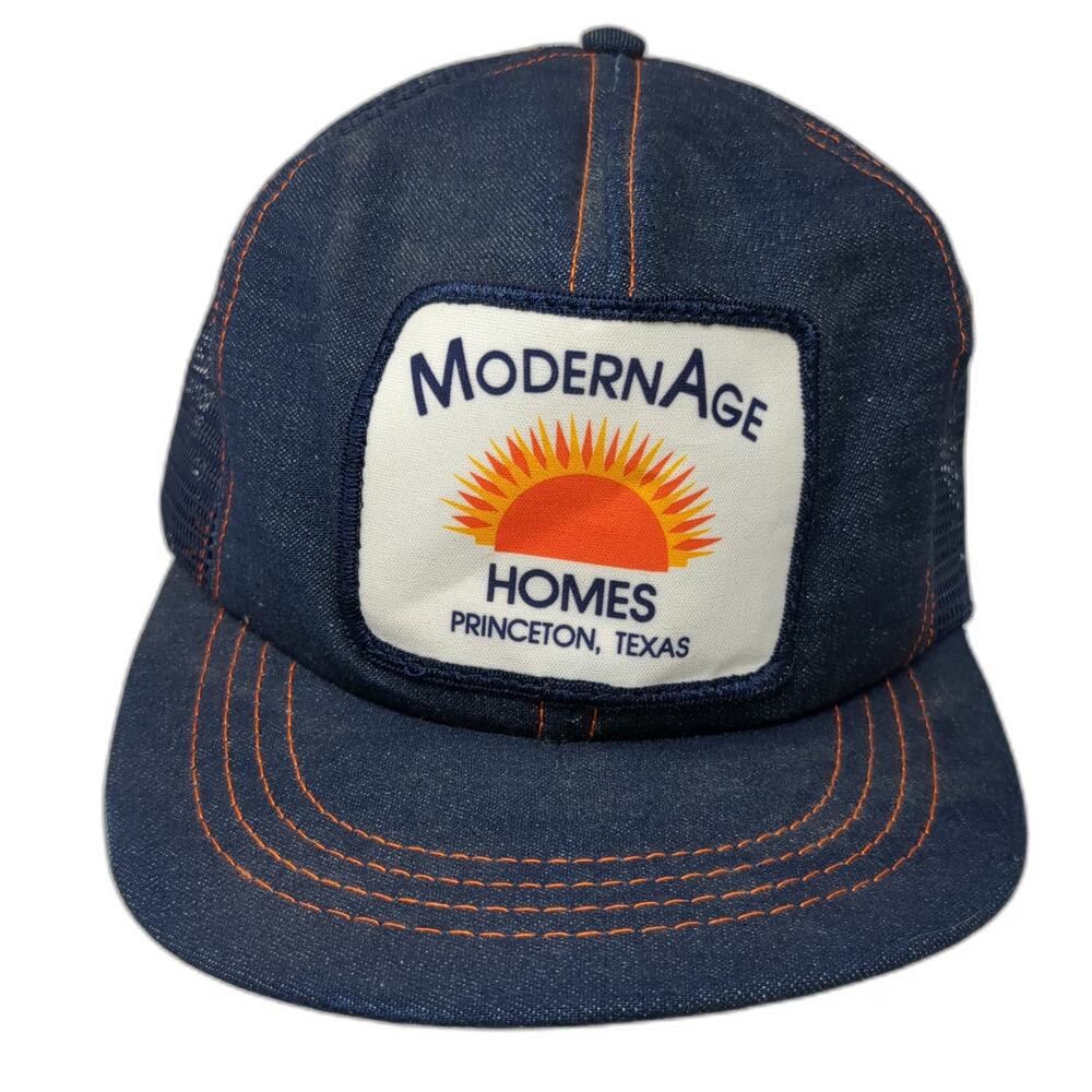 Modernage Homes Princeton Texas Trucker Hat Blue One Size Denim Mesh Snapback